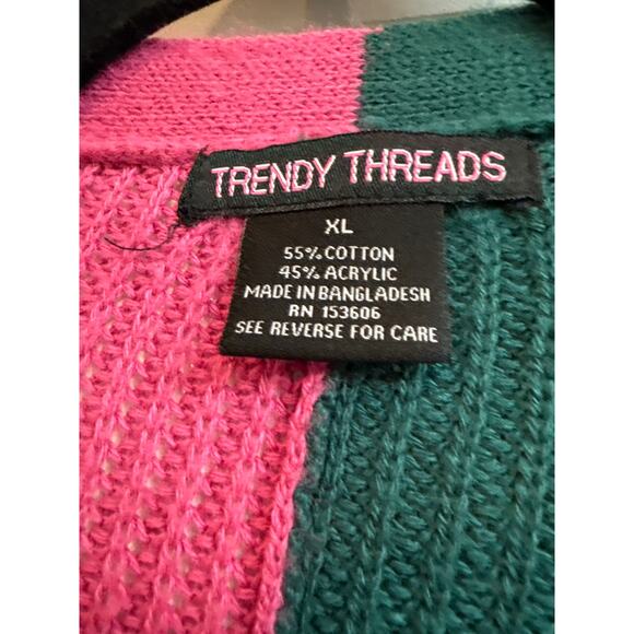 Trendy Threads Two Tone Block Style Long Lined Open Front Cardigan with Pockets - Picture 2 of 9